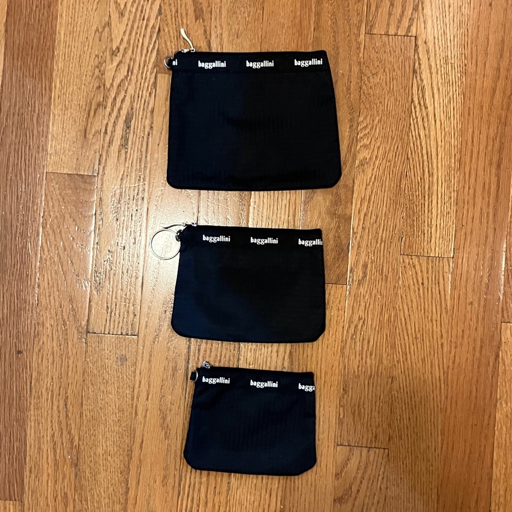 Baggallini Black Zipper Pouch Trio